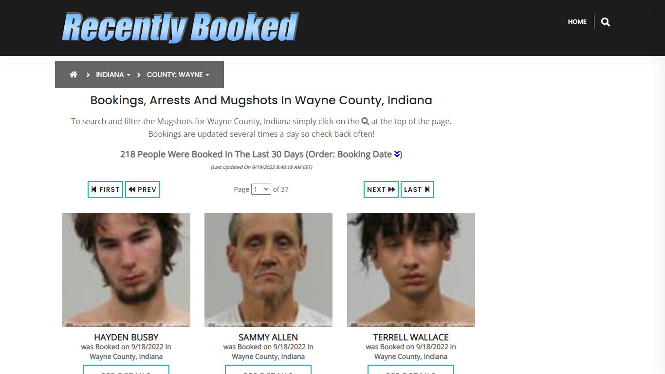 Recent bookings, Arrests, Mugshots in Wayne County, Indiana
